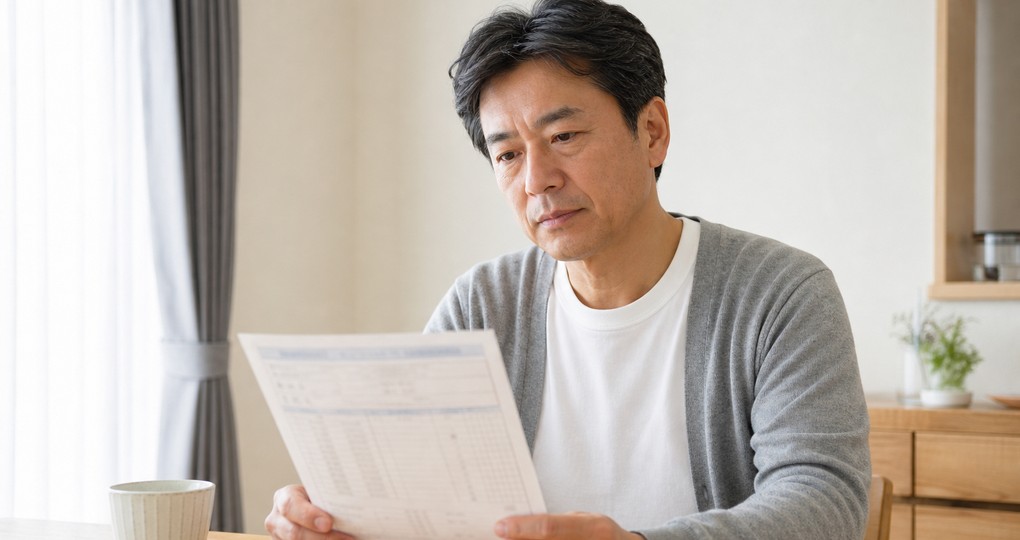 健康診断の結果を見る男性